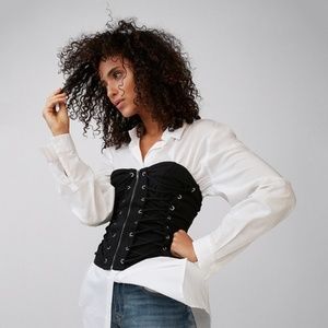 Black Corset Zip Front Top Express Size L